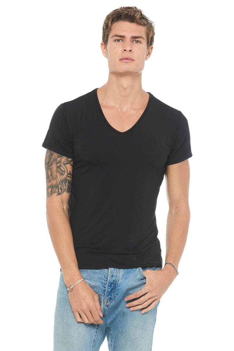 Men's Modal V-Neck Tee — Black