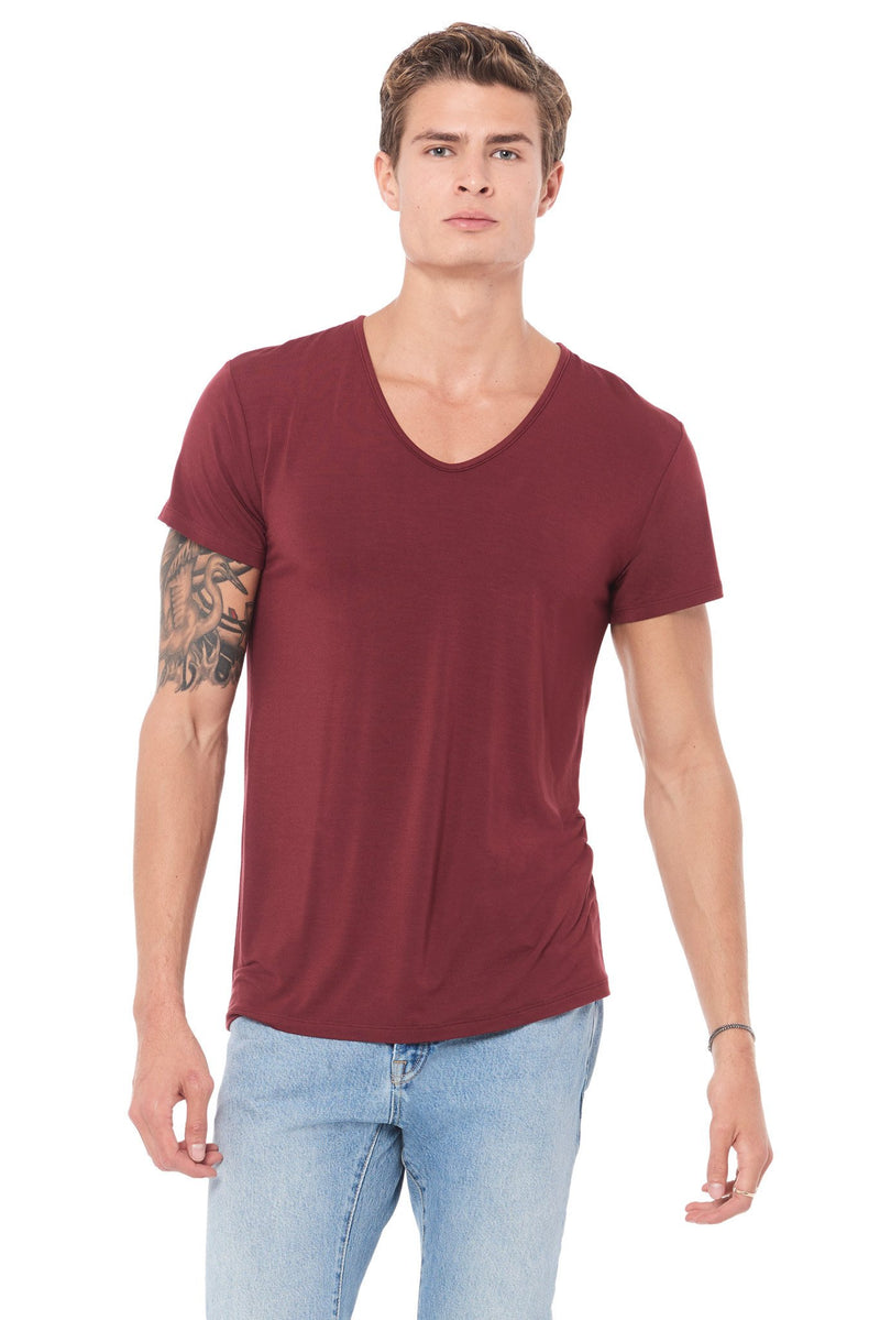 Men's Modal V-Neck Tee — Maroon