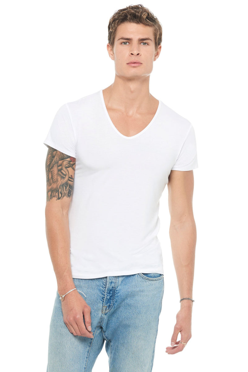 Men's Modal V-Neck Tee — White