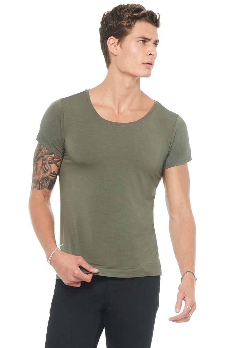 Men's Modal Wide Neck Tee — Army