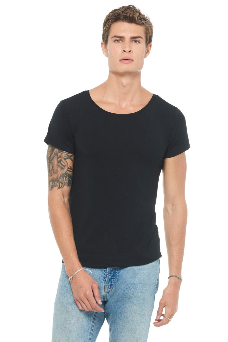 Men's Modal Wide Neck Tee — Black