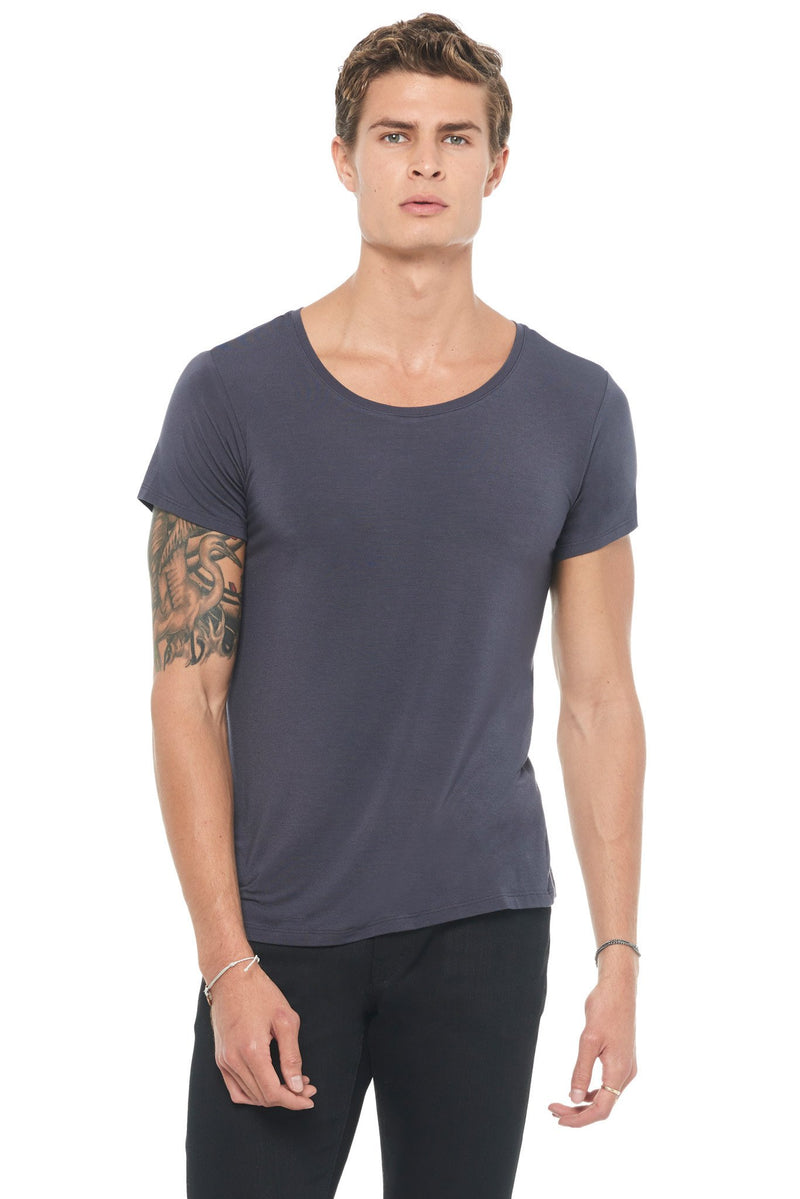 Men's Modal Wide Neck Tee — Graphite