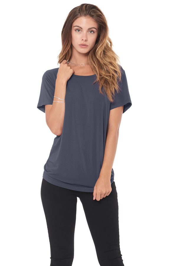 WOMEN'S MODAL WIDE NECK TEE - GRAPHITE