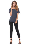 Women's Modal Wide Neck Tee - Graphite - view 2