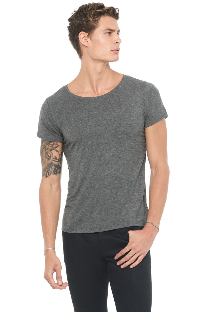 Men's Modal Wide Neck Tee — Heather Grey