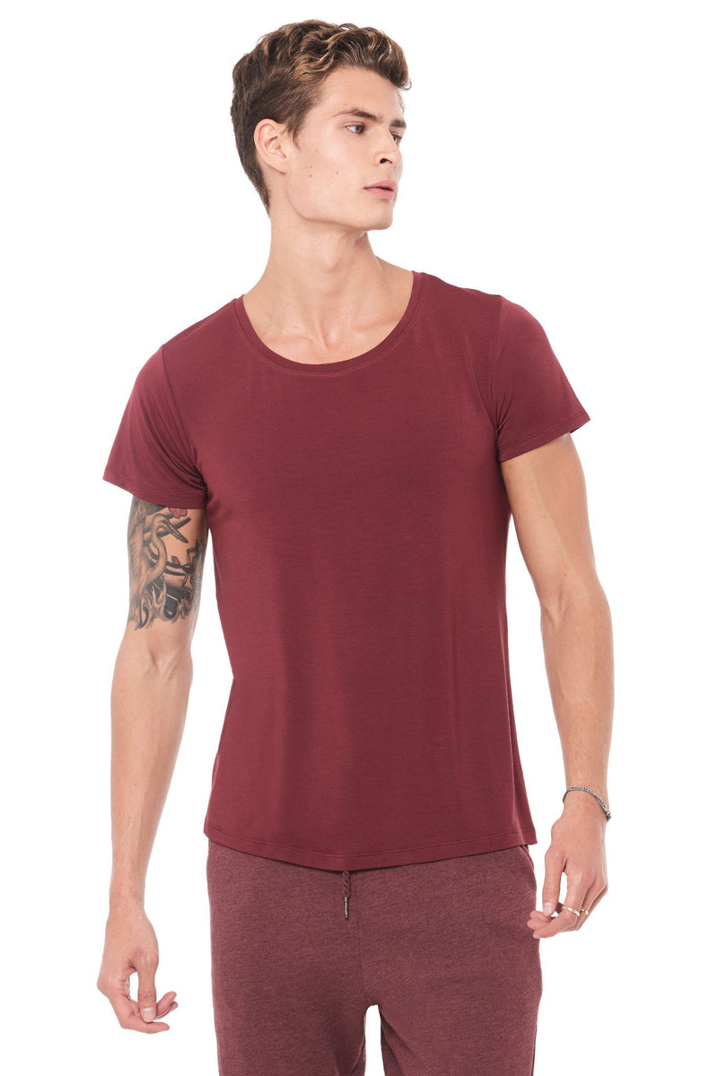 Men's Modal Wide Neck Tee — Maroon