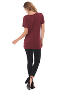 Women's Modal Wide Neck Tee - Maroon - view 5