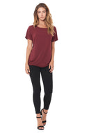 Women's Modal Wide Neck Tee - Maroon - view 4