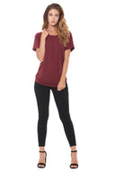 Women's Modal Wide Neck Tee - Maroon - view 3