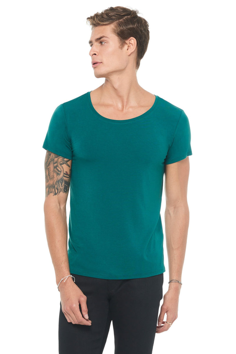 Men's Modal Wide Neck Tee — Teal