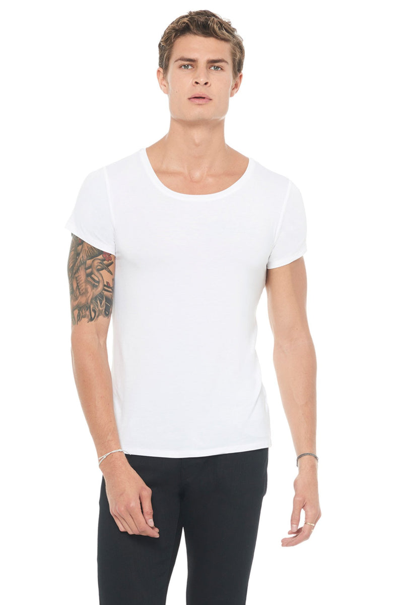 Men's Modal Wide Neck Tee — White