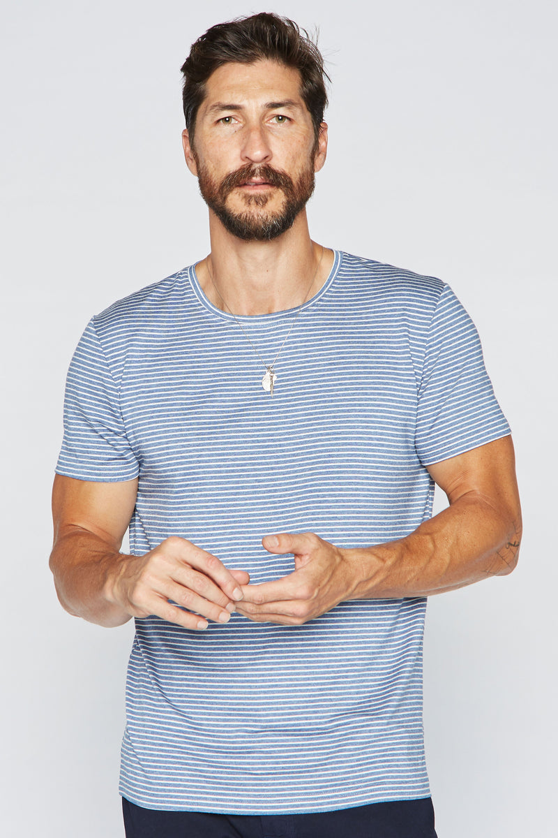 Men's Crew Neck Stripe Tee — Blue/White