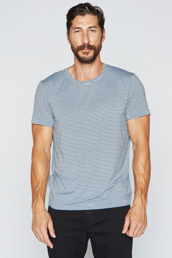 Men's Crew Neck Stripe Tee - Blue / Black