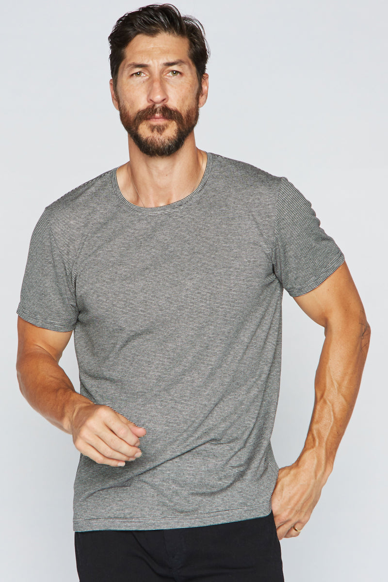 Men's Crew Neck Stripe Tee — Black/White