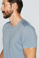 Men's Raw Edge Patch Sleeve Stripe Tee - view 9
