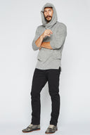 Men's 3/4 Sleeve Cowl Neck Visor Hoodie - Melange - view 5