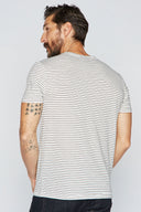 Men's Cross V-Neck Stripe Tee - White / Black - view 2