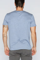 Men's Cross V-Neck Stripe Tee - Blue / White - view 3