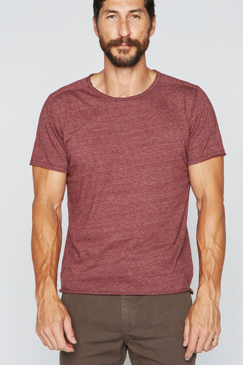 Men's Tri-Blend Patch Sleeve Tee — Maroon
