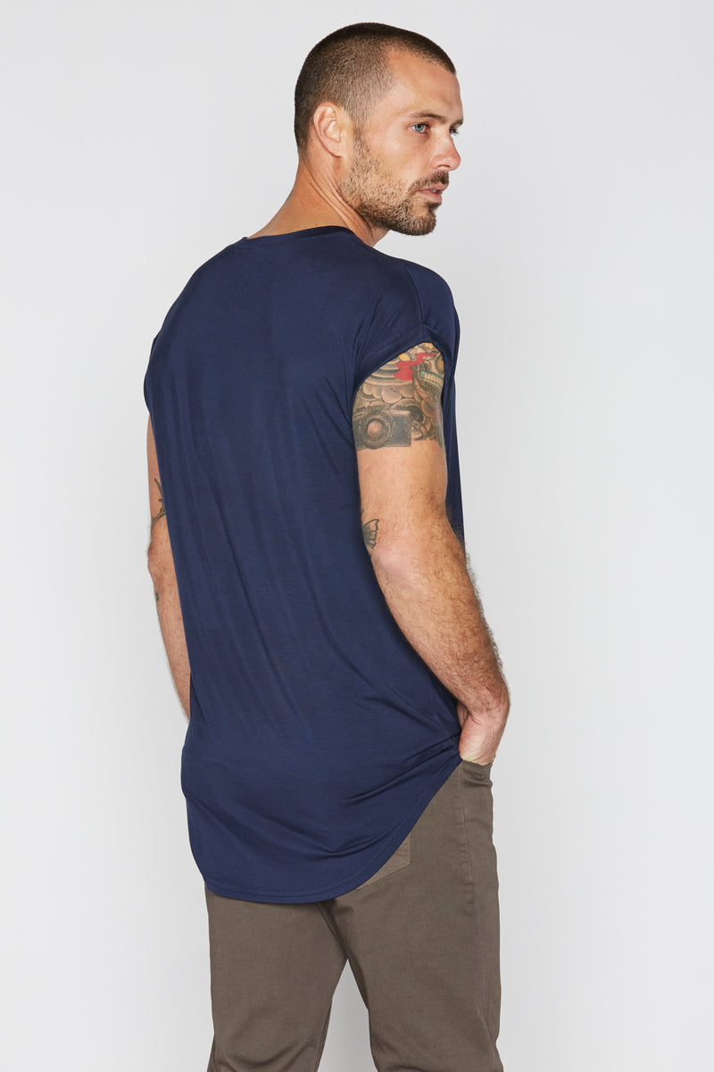 Men's Modal Curved Bottom Crew Tee — Navy