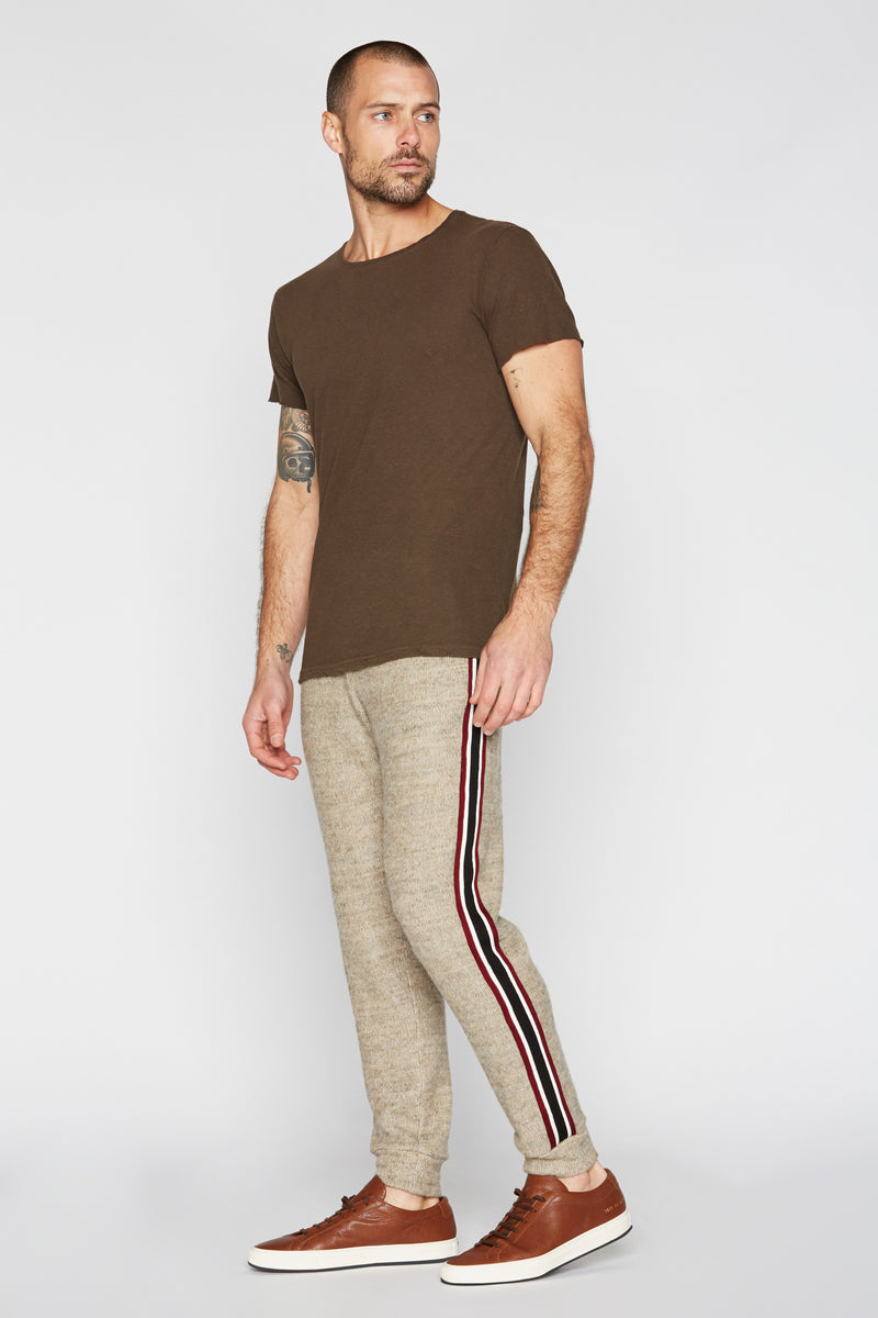 Men's Soft Knit Melange Stripe Side Pant