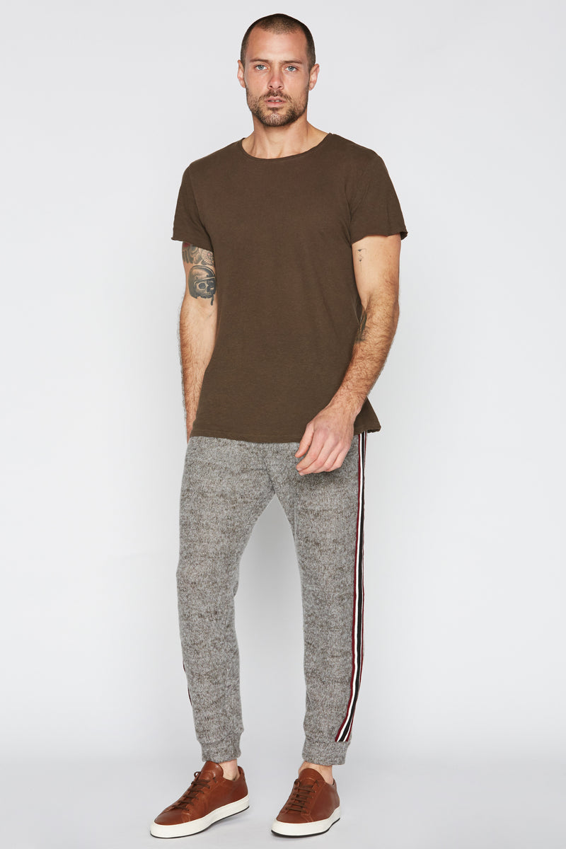 Men's Linen Blend Crew Neck Tee — Brown