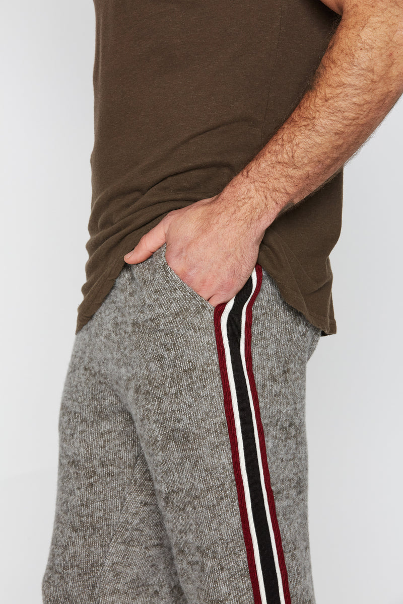 Men's Soft Knit Melange Stripe Side Pant