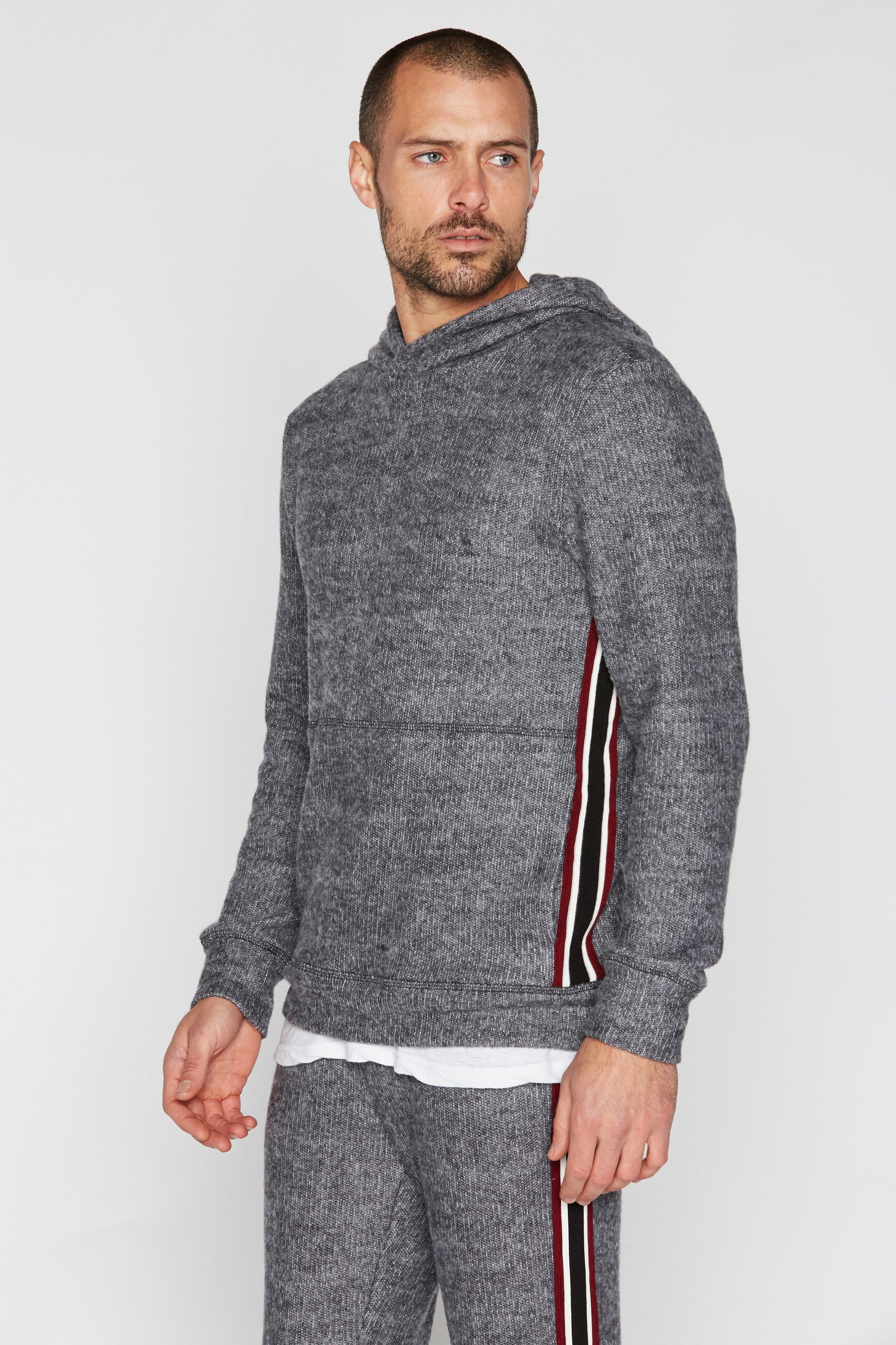Men's Soft Knit Melange Side Stripe Hoodie – Mika Jaymes