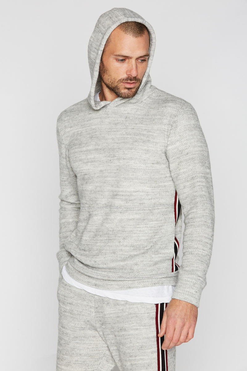 Men's Soft Knit Melange Side Stripe Hoodie — Heather Grey