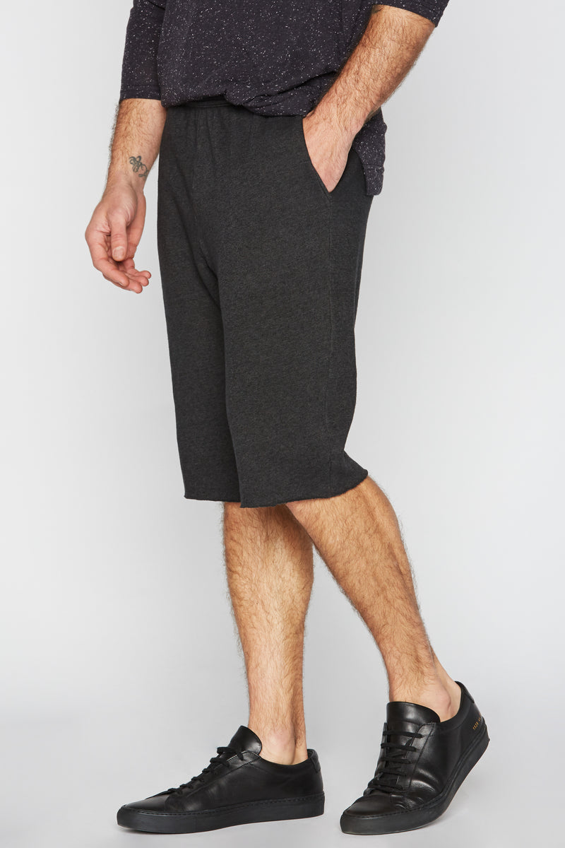 Men's French Terry Cut Off Short — Black