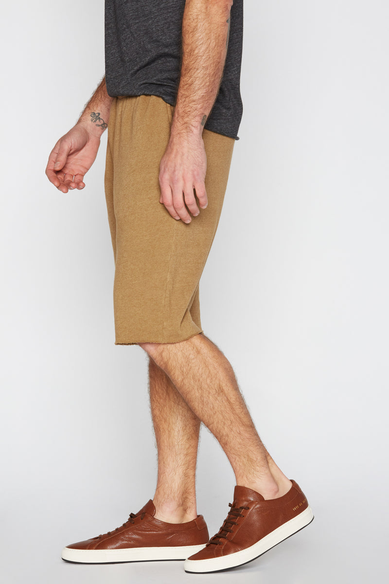 Men's French Terry Cut Off Short — Camel