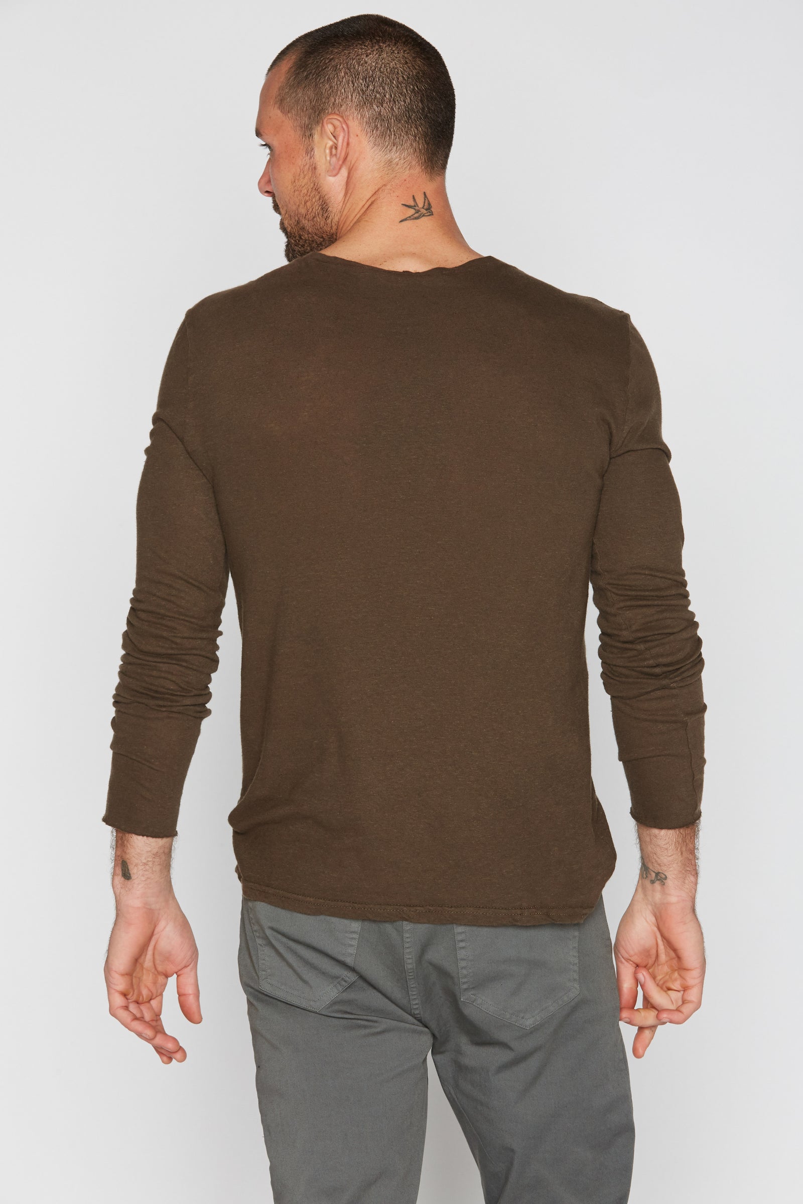 Men's Cotton Linen Crew Neck Long Sleeve – Mika Jaymes