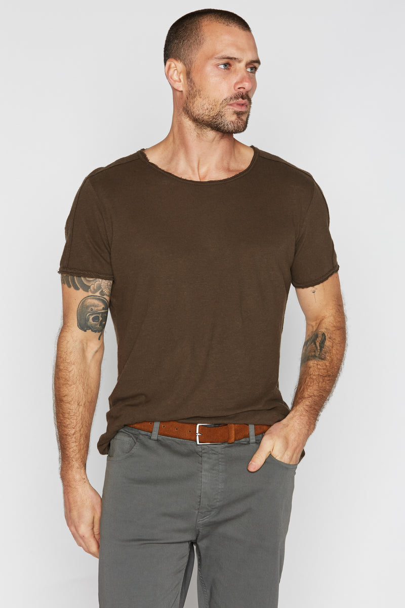 Men's Cotton Linen Patch Sleeve Tee – Mika Jaymes