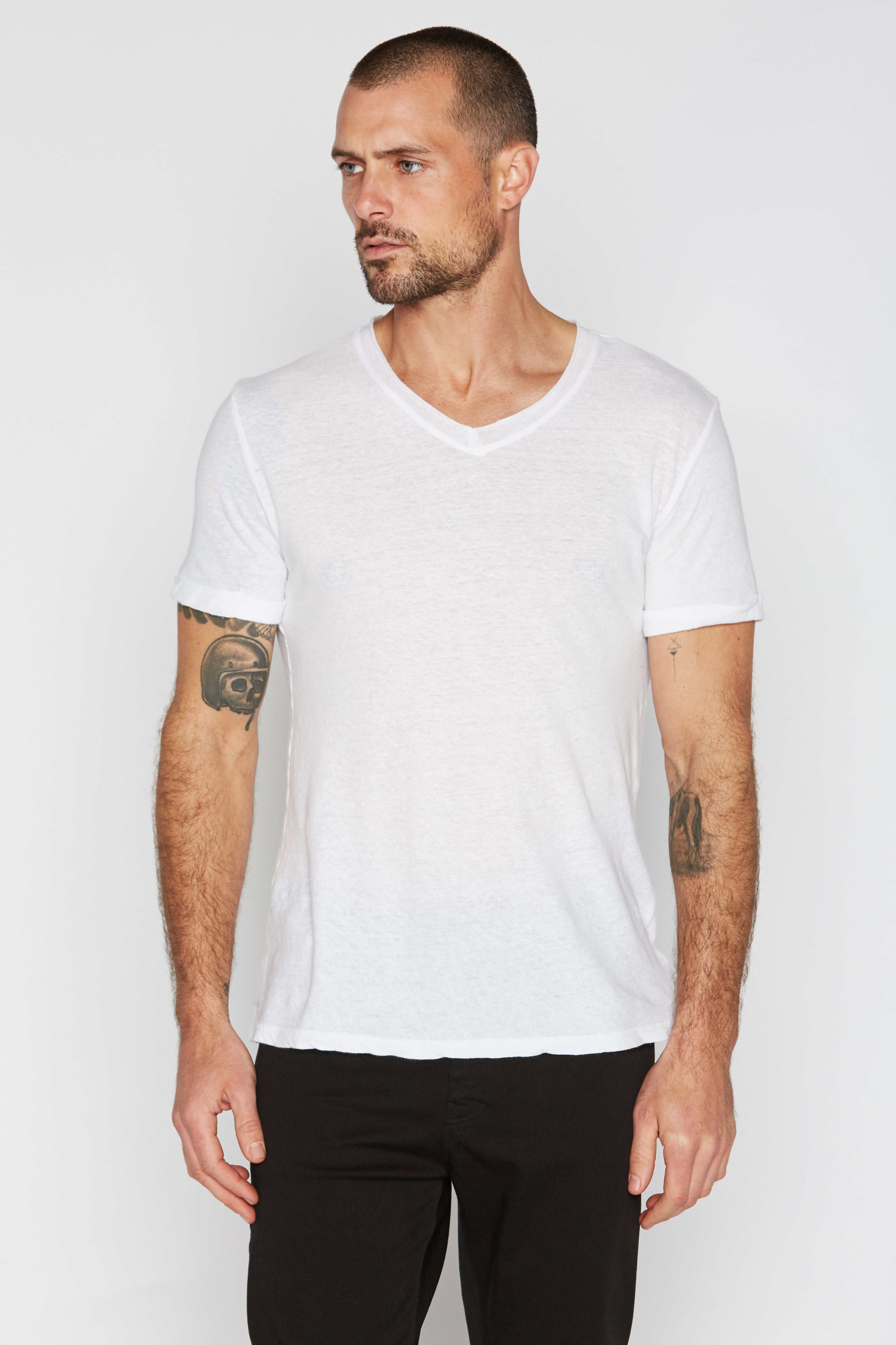 Men's Cotton Linen V-Neck Tee Shirt – Mika Jaymes