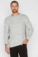 Men's Soft Knit Melange Side Stripe Pullover Sweater - view 5