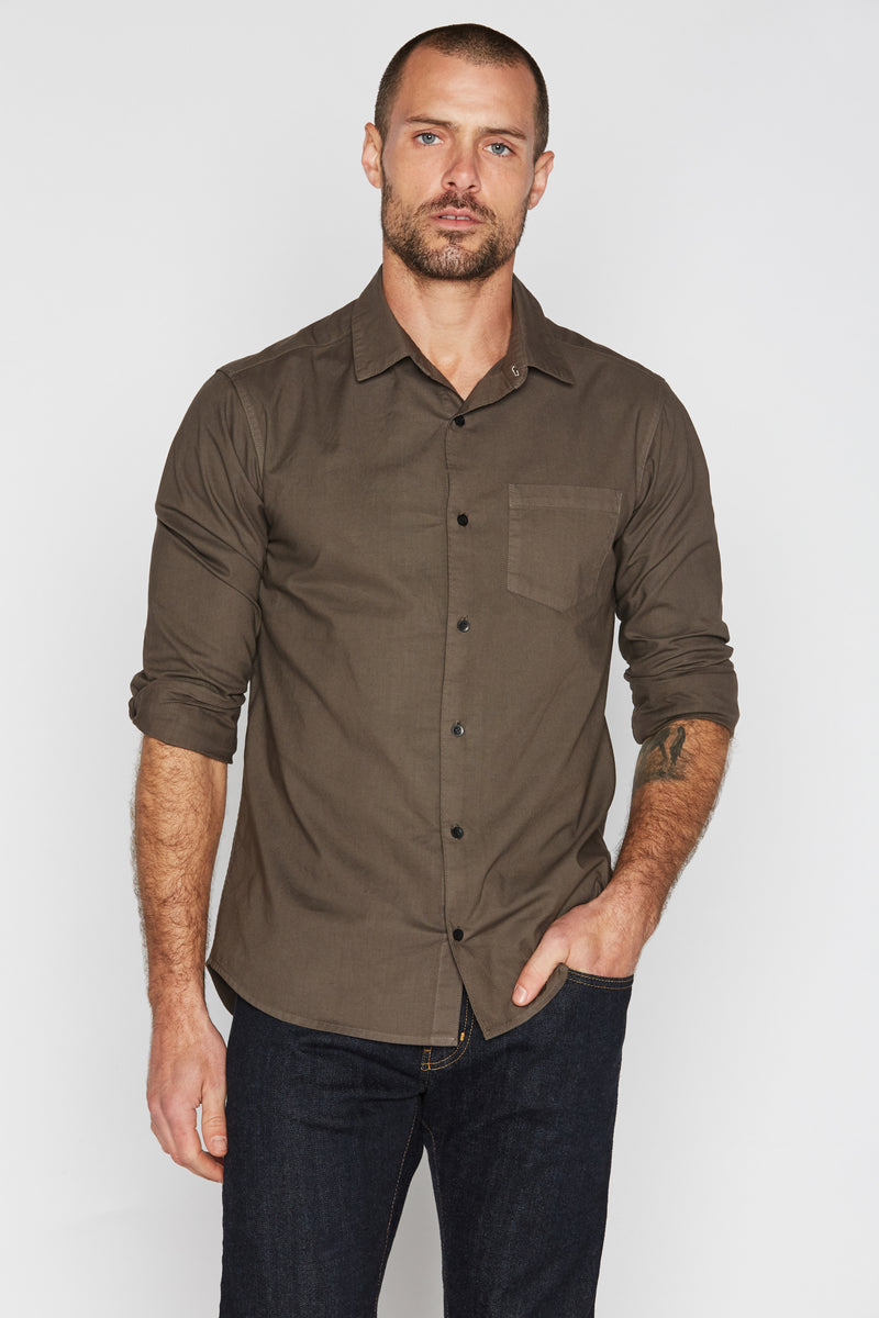 Men's Cotton Button Up Shirt — Brown