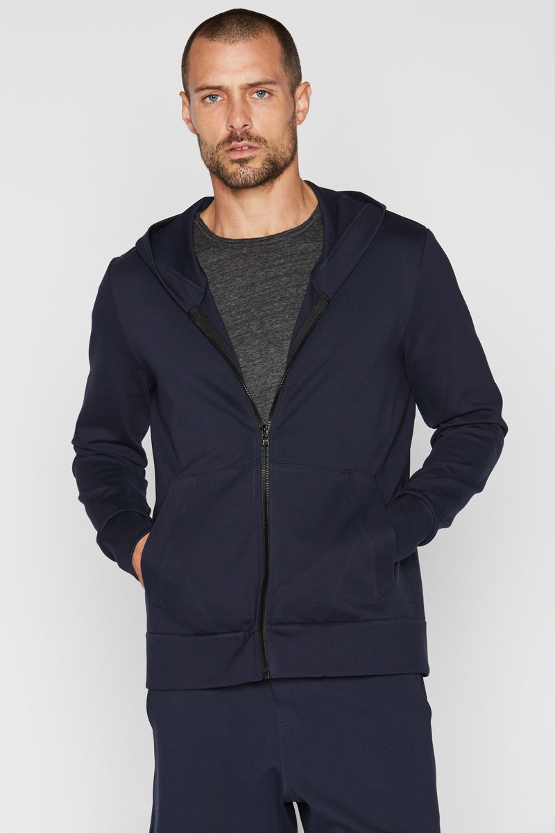 Men's Performance Ponte Zip Front Hoodie — Navy