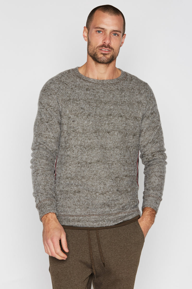 Men's Soft Knit Melange Side Stripe Pullover Sweater