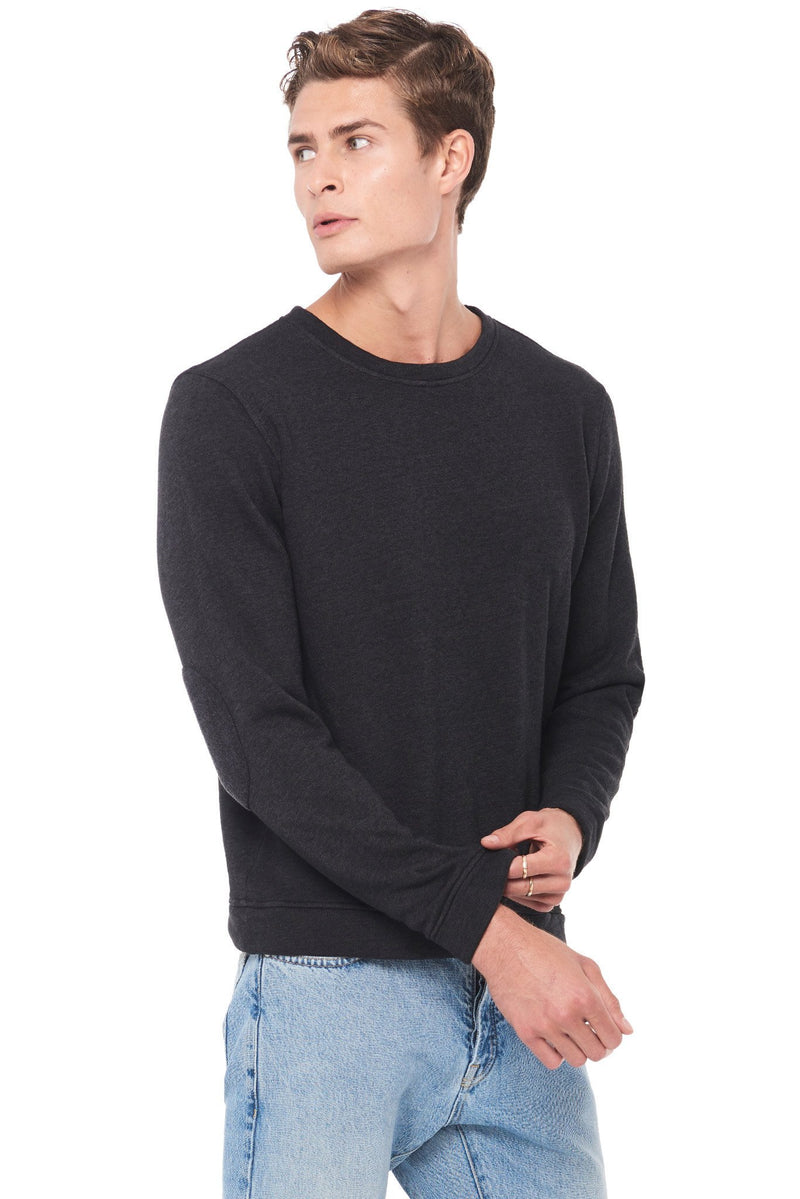 Men's French Terry Patch Sleeve Sweatshirt — Black
