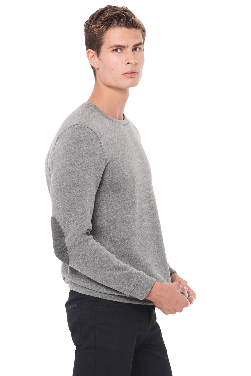 Men's French Terry Patch Sleeve Sweatshirt — Heather Grey