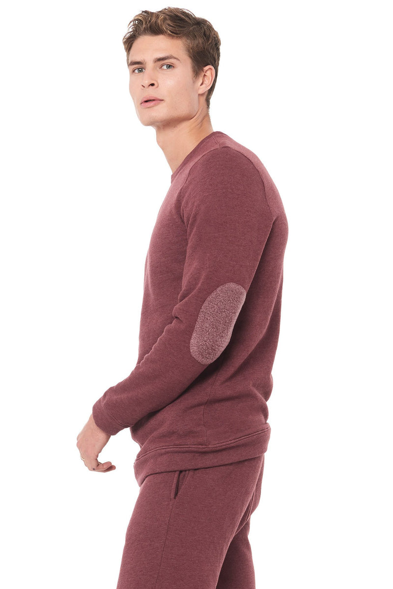 Men's French Terry Patch Sleeve Sweatshirt — Maroon