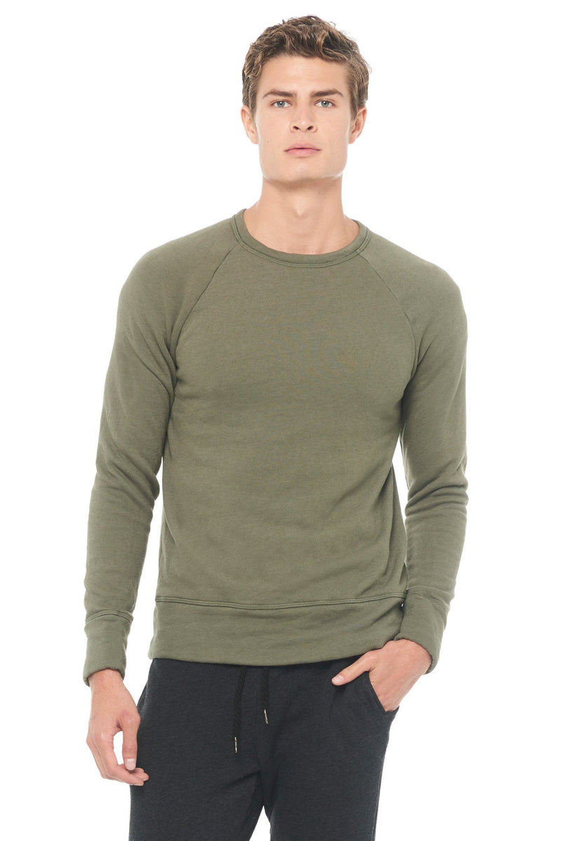 Men's French Terry Relaxed Fit Crew Neck Sweatshirt — Army