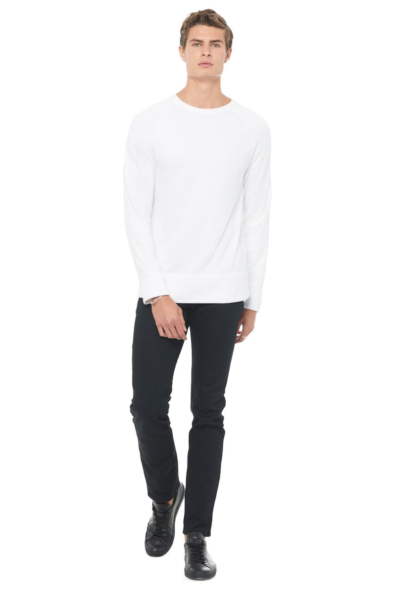Men's French Terry Relaxed Fit Crew Neck Sweatshirt — White