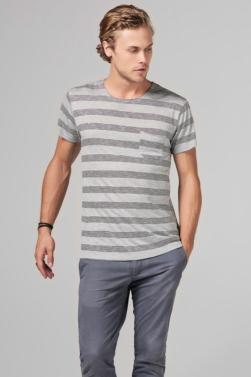 MEN'S POCKET SAILOR CREW NECK TEE - RETRO STRIPE — RETRO STRIPE