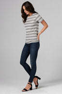 Women's Pocket Sailor Crew Neck Tee- Retro Stripe
