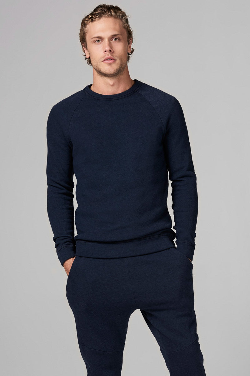 Men's French Terry Slim Fit Crew Neck Sweatshirt — Navy