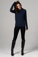 Women's French Terry Slim Fit Pullover Sweatshirt - Navy - view 2