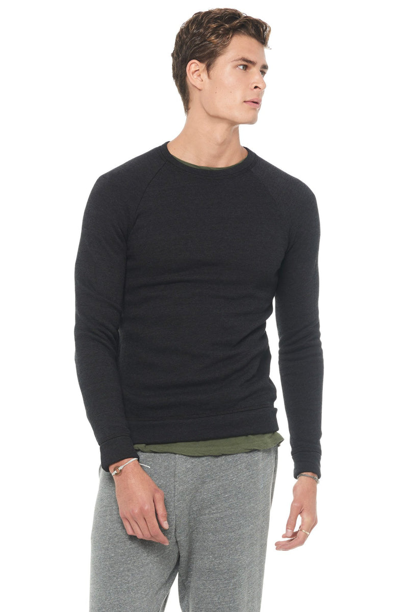 Men's French Terry Slim Fit Crew Neck Sweatshirt — Black
