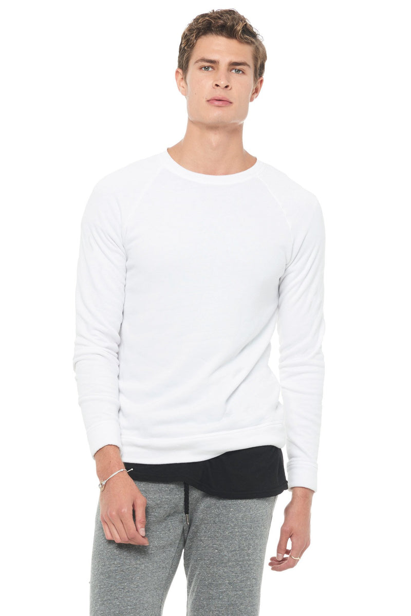 Men's French Terry Slim Fit Crew Neck Sweatshirt — White