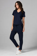 Women's Slub V Neck Tee - Navy - view 2